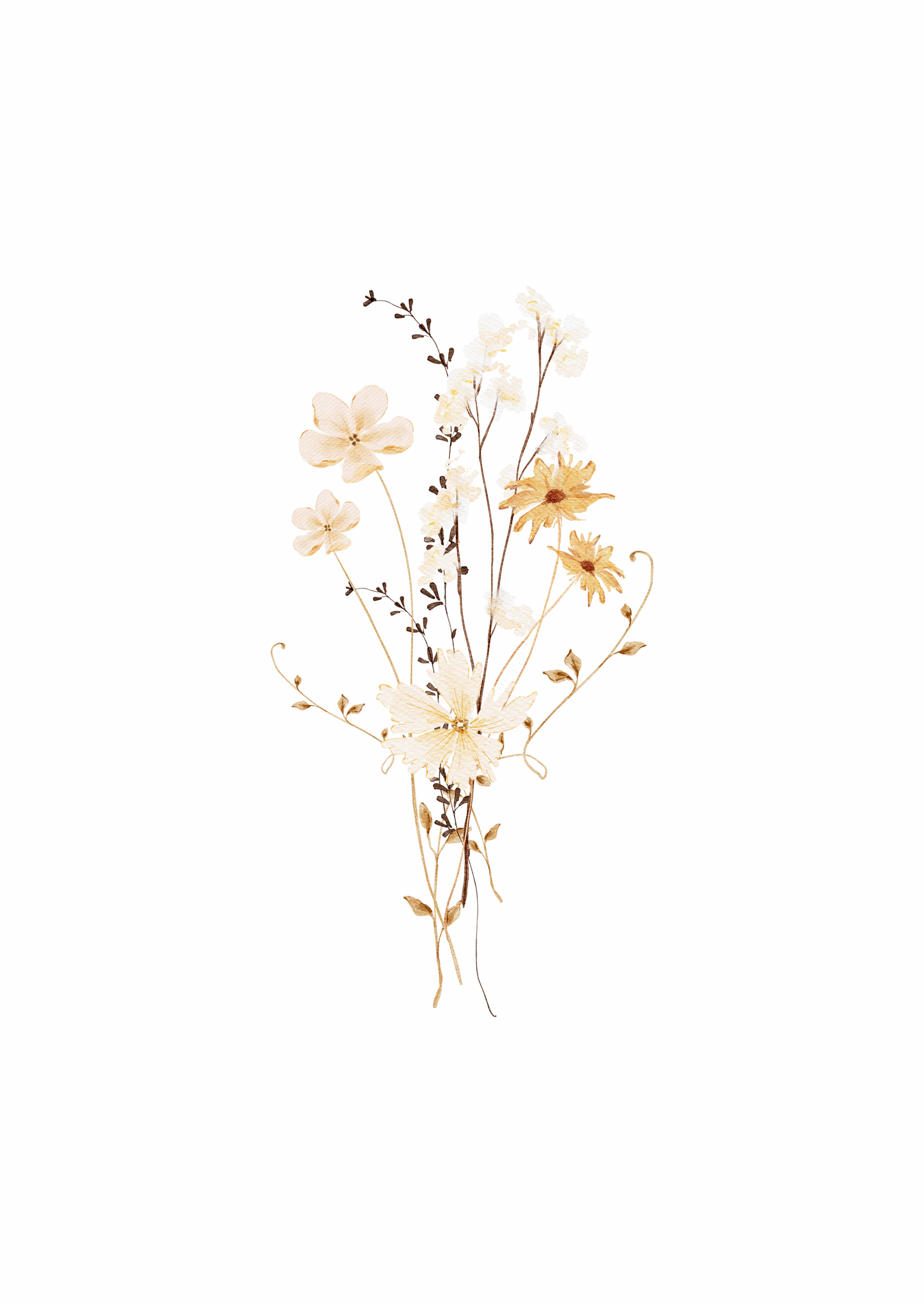 Mini kaart bloemen beige