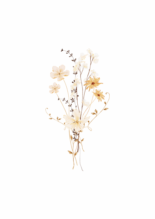 Kaart bloemen beige