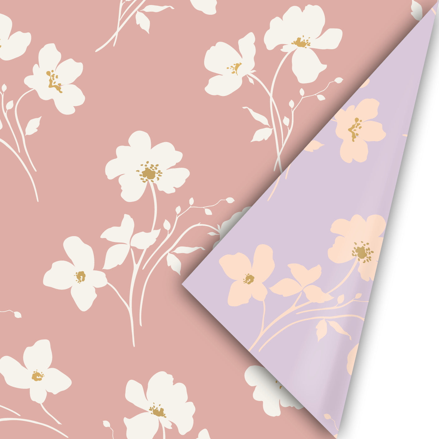 Cadeaupapier classic flowers roze 50cm