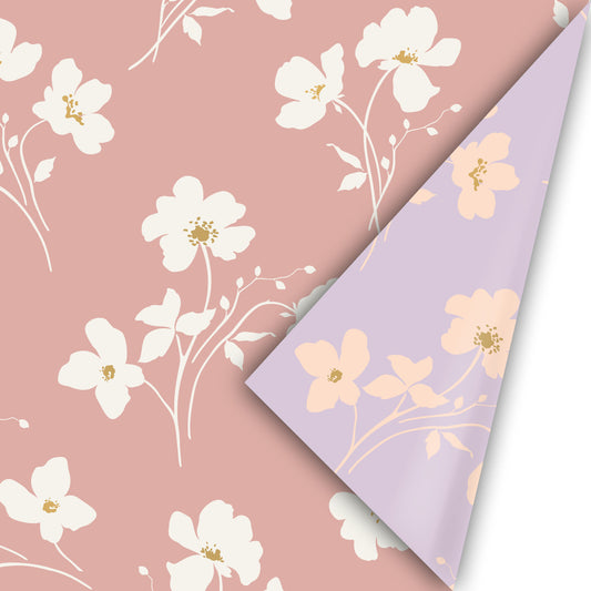 Cadeaupapier classic flowers roze 50cm
