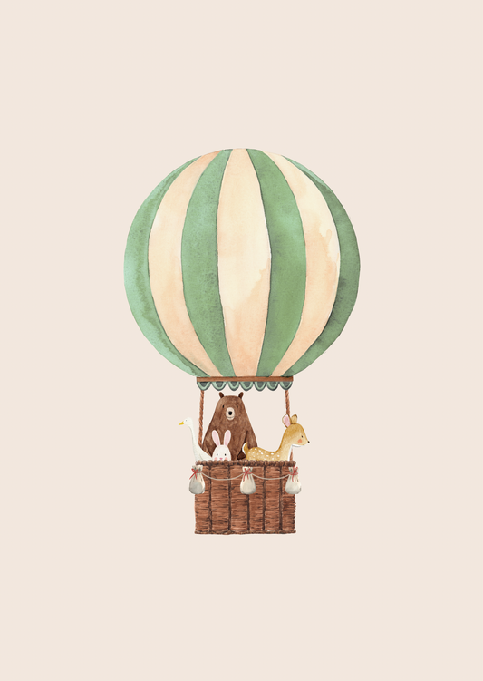 Kaart luchtballon met dieren