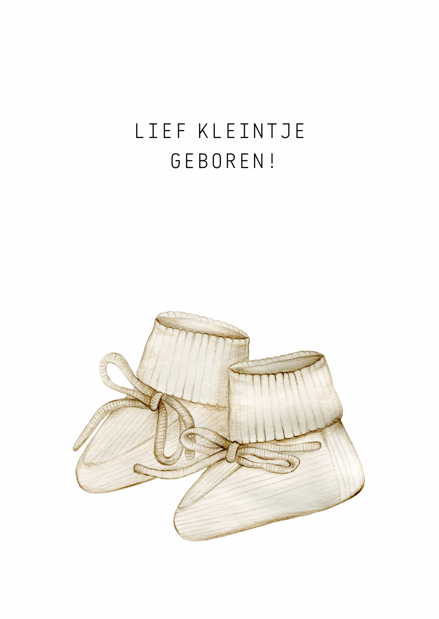 Mini kaart lief kleintje geboren slofjes