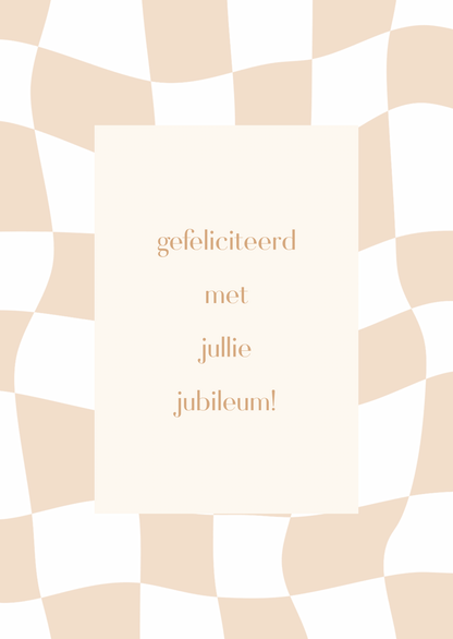 Kaart jubileum beige ruitjes