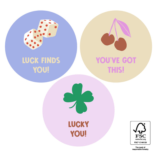 Stickers lucky wishes - 5,5cm 6 stuks