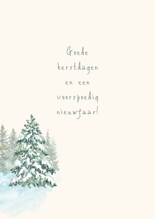 Kerstkaart goede kerstdagen bomen