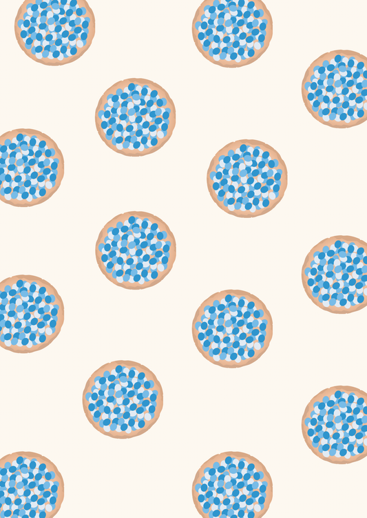 Mini kaart beschuit met muisjes blauw