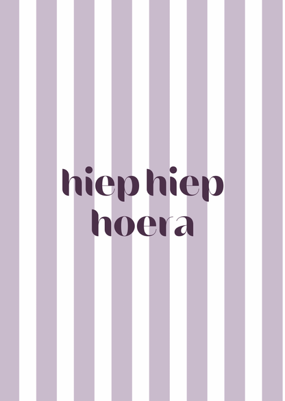 Kaart hiep hiep hoera lila
