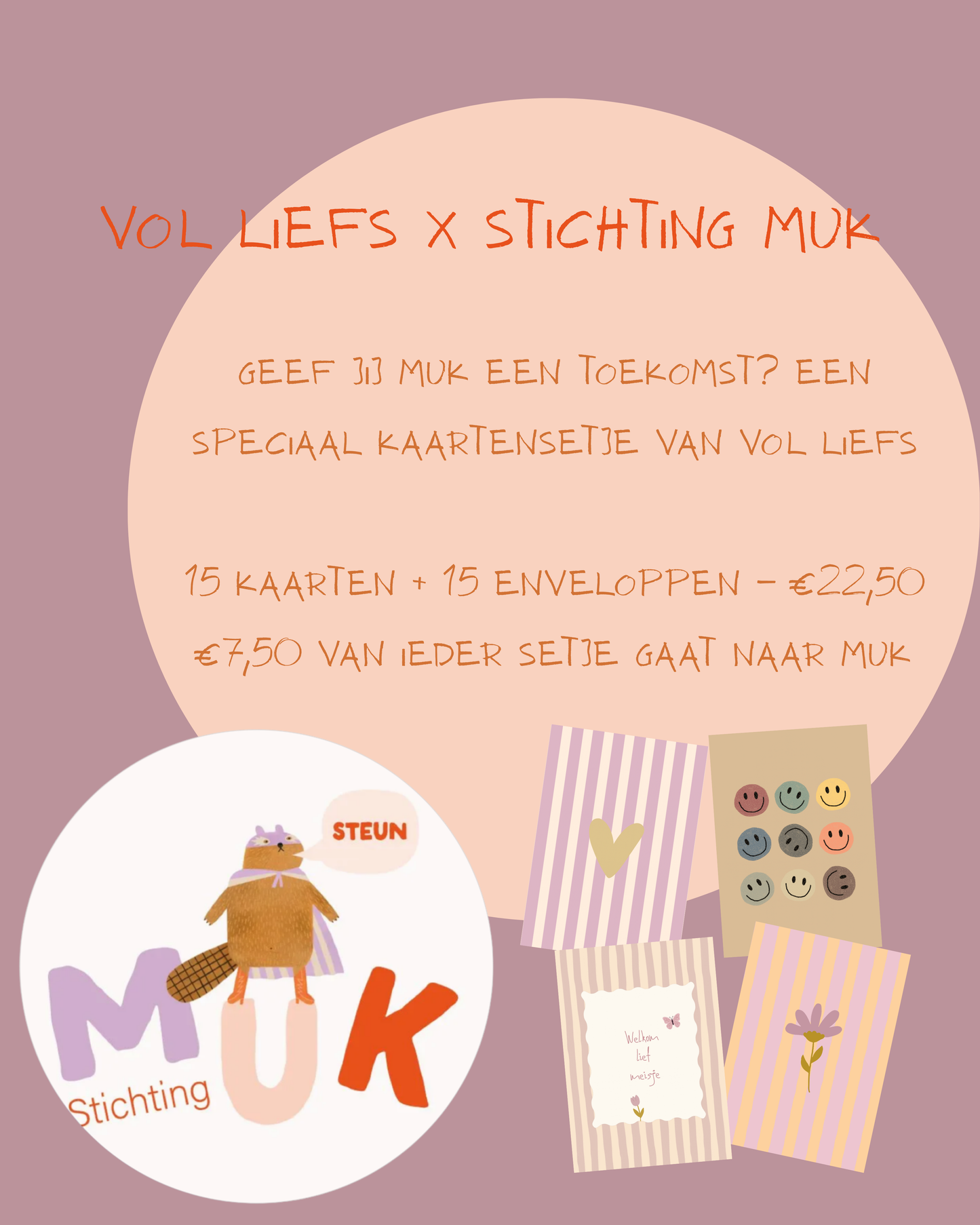 VOL liefs x Stichting Muk kaartensetje - 15 kaarten