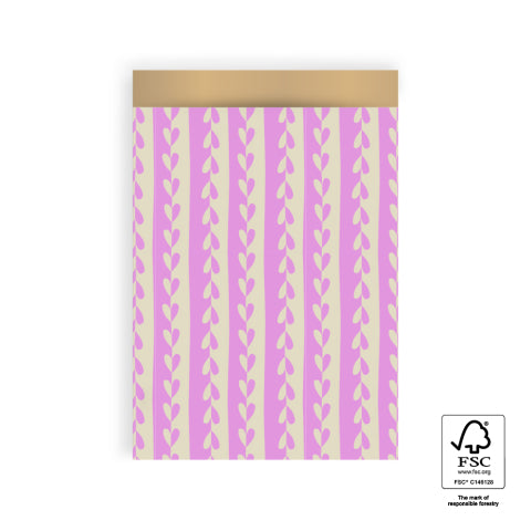 Cadeauzakje hearts mini pink gold | 17x25cm | 5 stuks