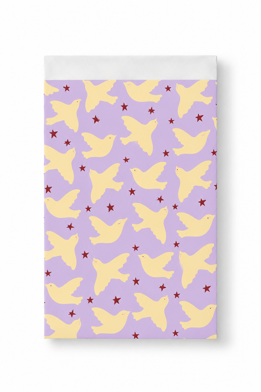Cadeauzakje birds lila | 17x25cm | 5 stuks