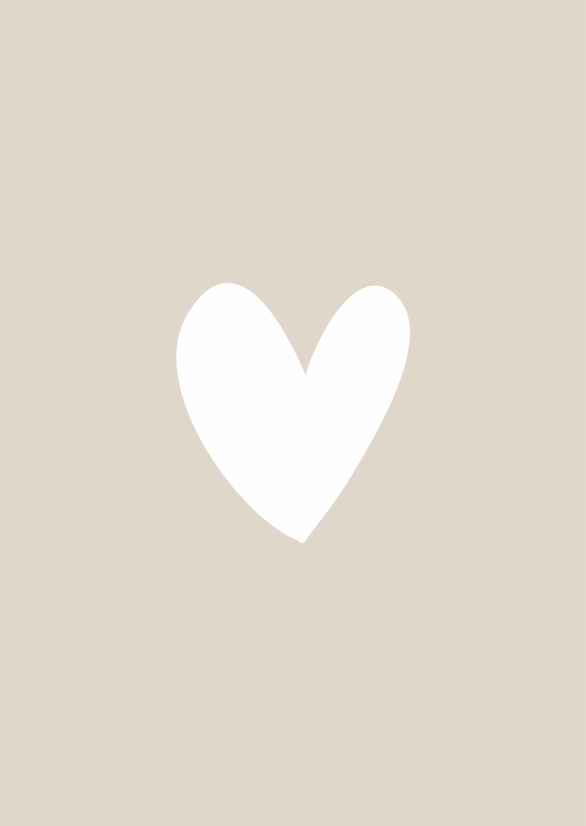 Kaart hartje beige-wit