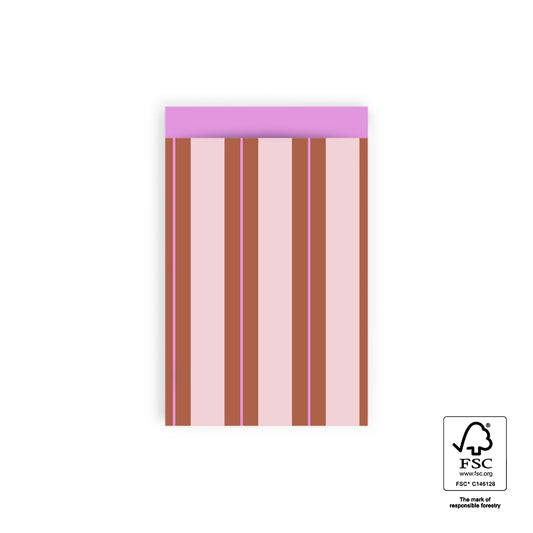 Cadeauzakje strepen chalk chocolate | 12x19cm | 5 stuks