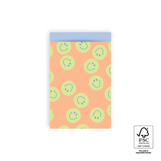 Cadeauzakje smileys oranje | 12x19cm | 5 stuks