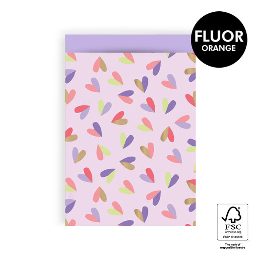 Cadeauzakje kleine hartjes lila-roze | 17x25cm | 5 stuks