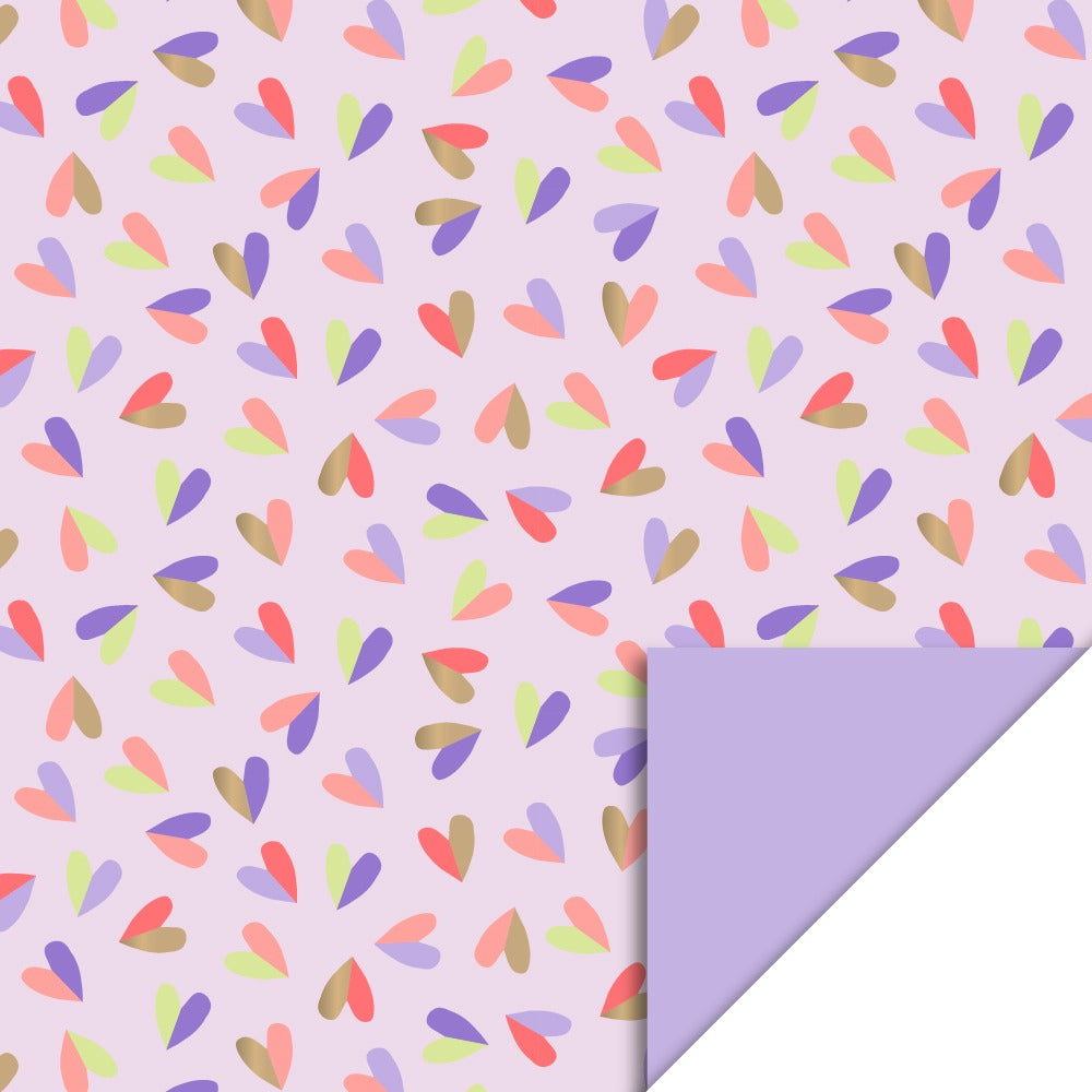 Cadeaupapier kleine hartjes lila 70cm