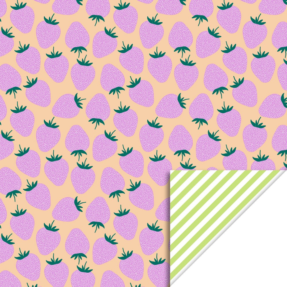 Cadeaupapier aardbeien roze 70cm