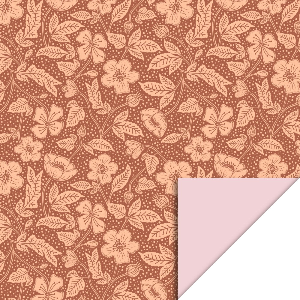 Cadeaupapier bloemen chocolate-pink 70cm