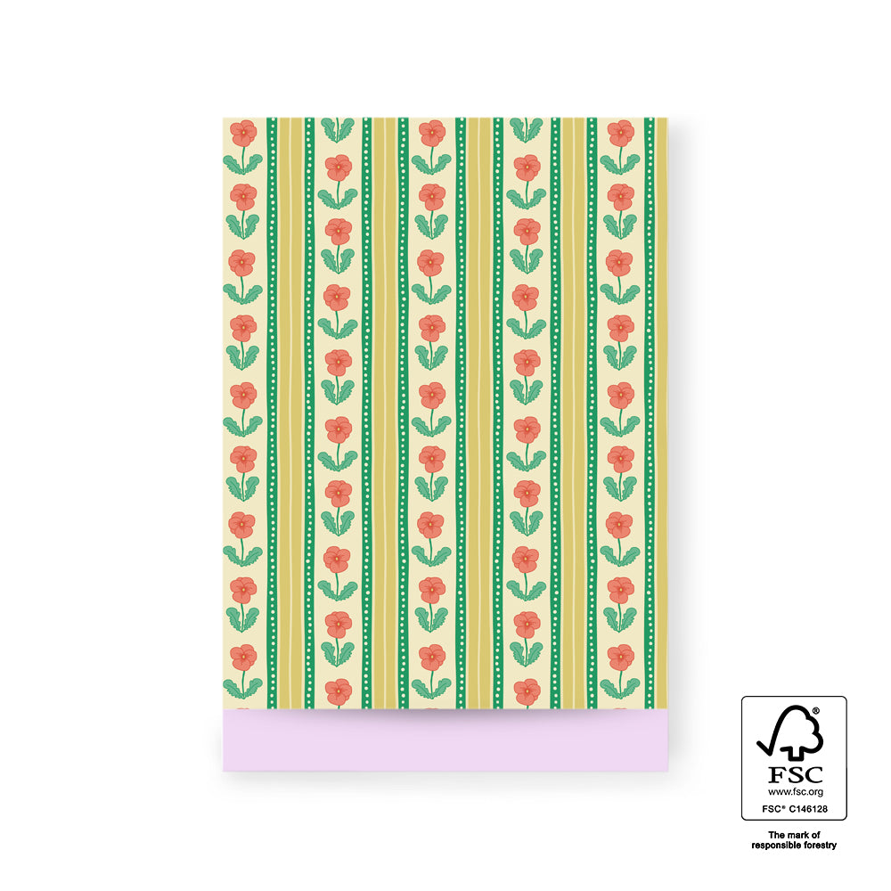 Cadeauzakje bloemen strepen roze | 17x25cm | 5 stuks