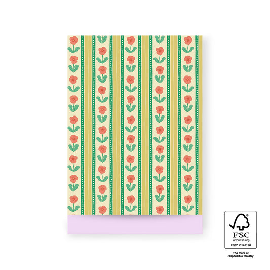 Cadeauzakje bloemen strepen roze | 17x25cm | 5 stuks