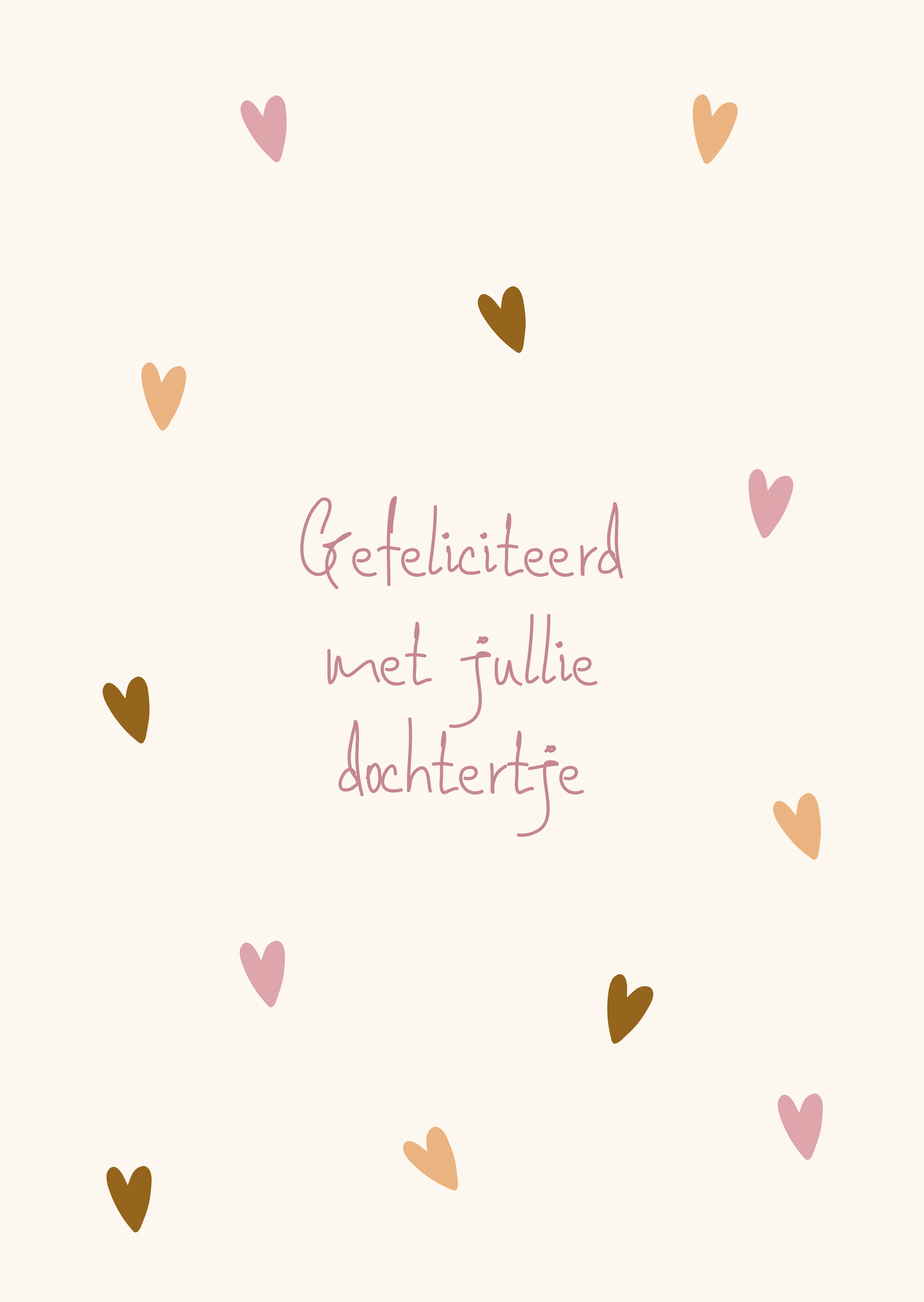 Kaart dochtertje hartjes