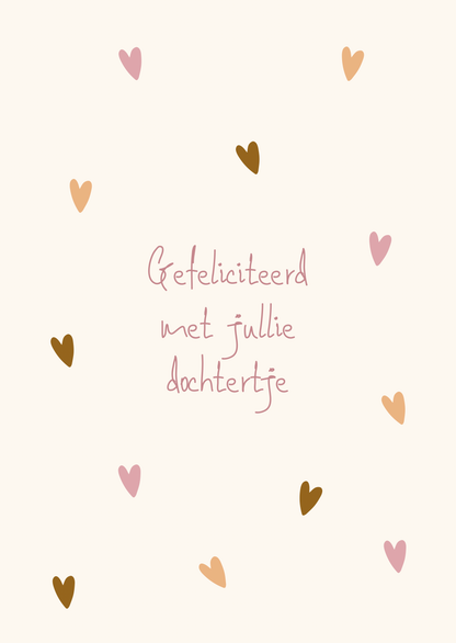 Kaart dochtertje hartjes