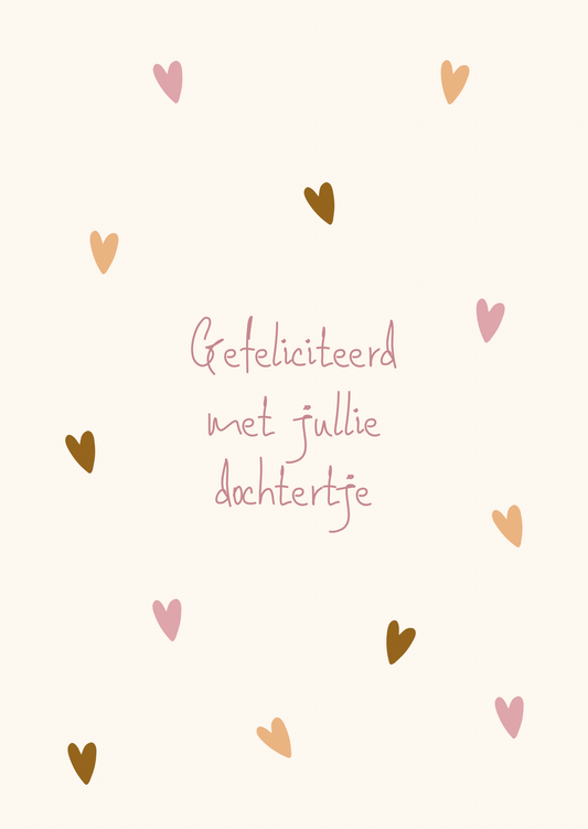 Kaart dochtertje hartjes