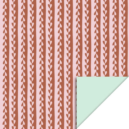 Cadeaupapier strepen hartjes 70cm
