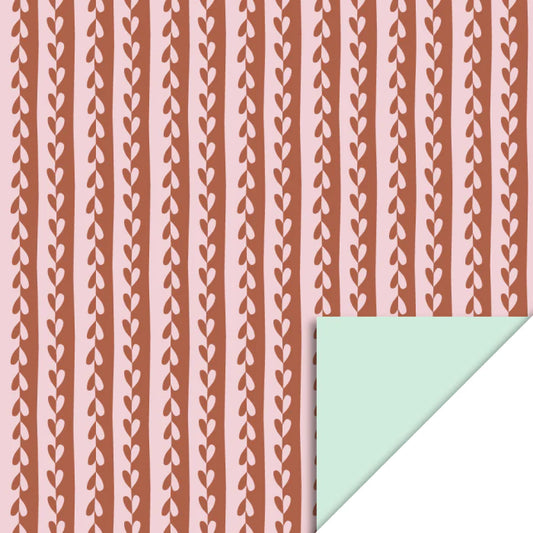 Cadeaupapier strepen hartjes 70cm
