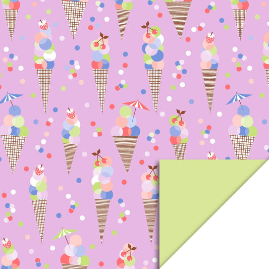 Cadeaupapier ijsjes roze 70cm