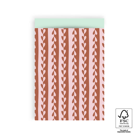 Cadeauzakje strepen hartjes | 17x25cm | 5 stuks