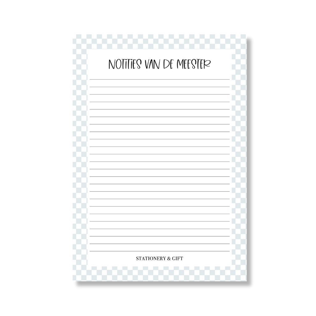 Notitieblok voor de meester