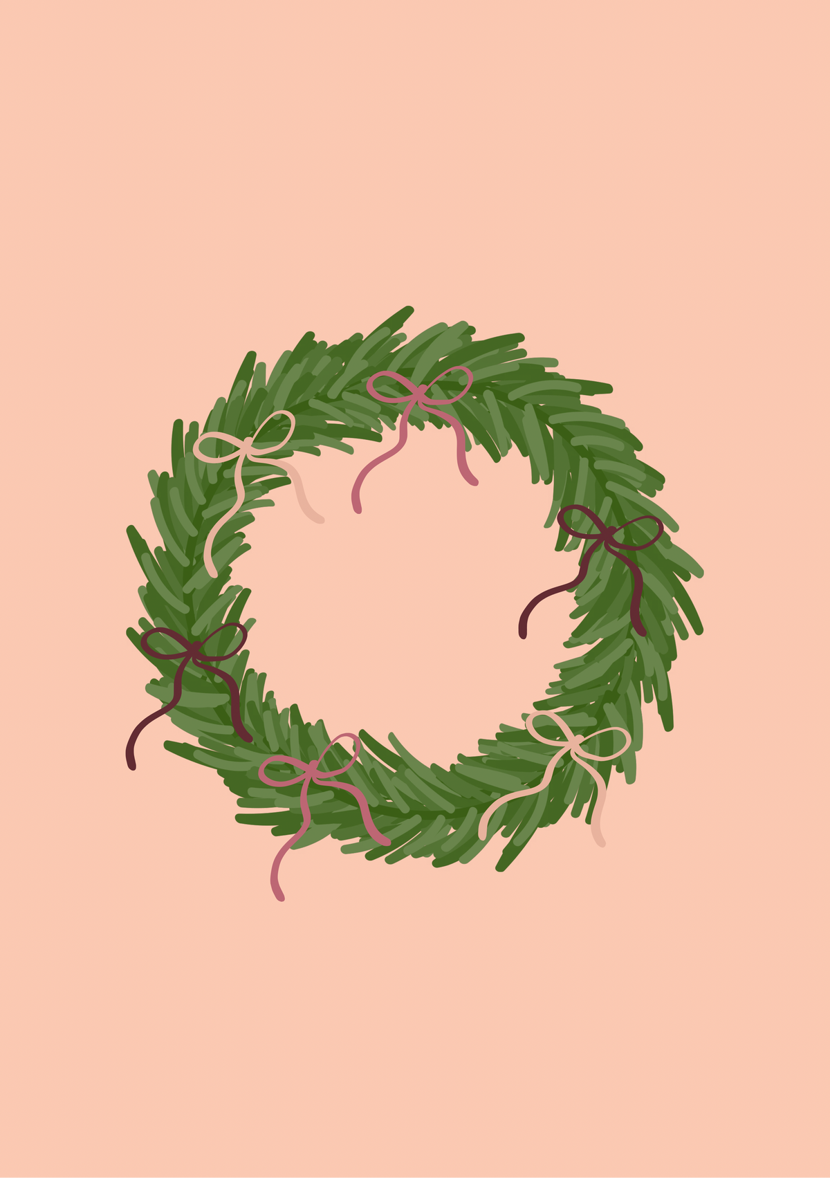 MINI kerstkaart krans met strikjes