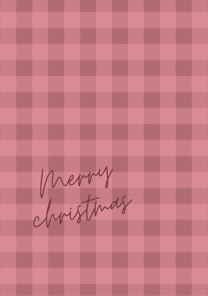 MINI kerstkaart merry christmas ruitjes