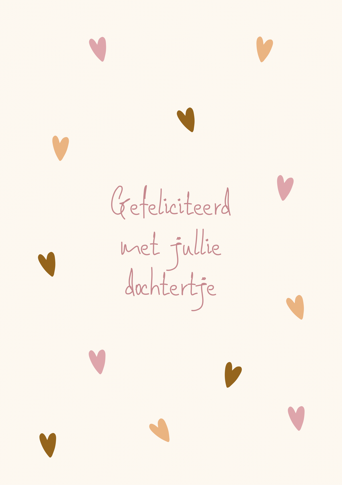 Mini kaart dochtertje hartjes